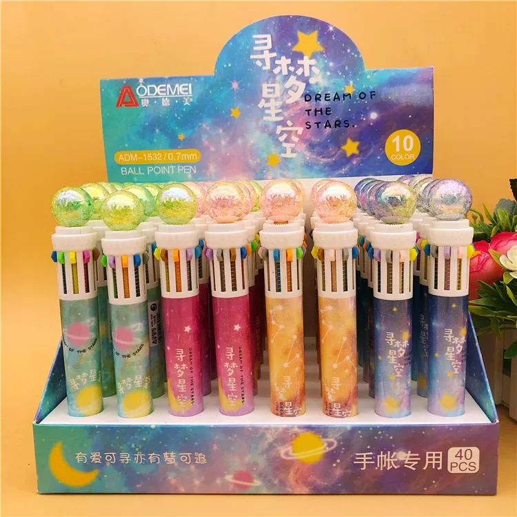 

40 шт., лазерная 10-цветная шариковая ручка, 10 цветов, шариковая ручка, многоцветная акриловая шариковая ручка