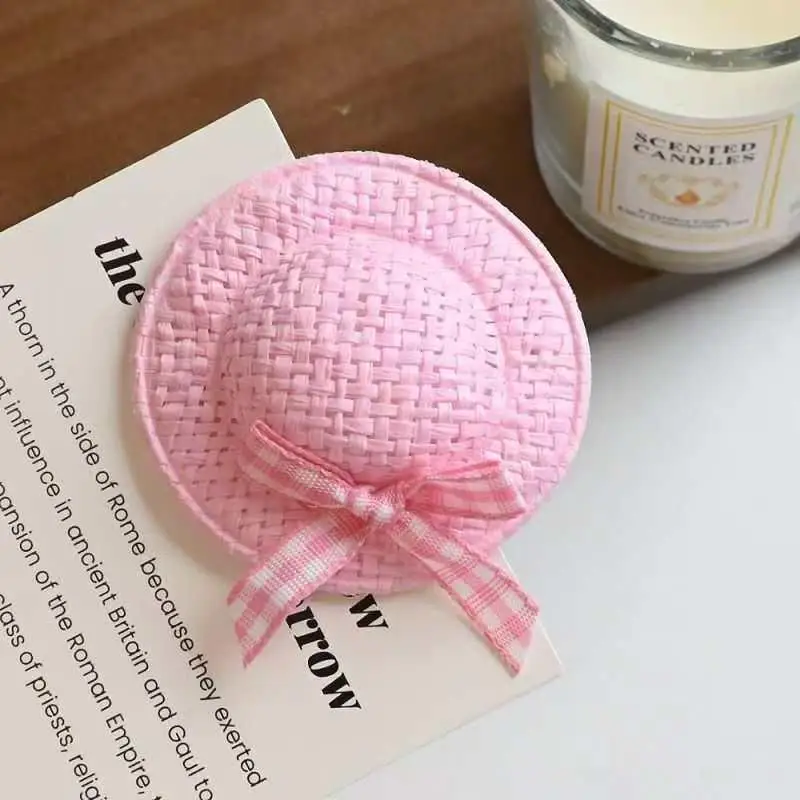 Sommer-Themen Mini-Strohhut-Haarspangen & Haargummis, weiche Pastell-Gingham-Schleifen für Mädchen, Haardekoration für Outdoor-Aktivitäten – Detail 13