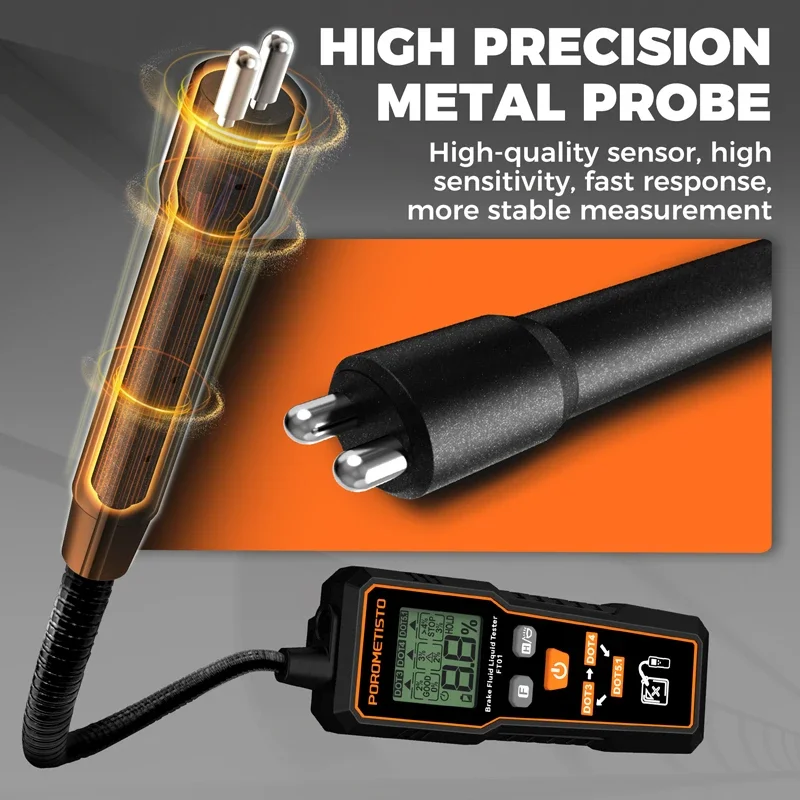 FT01 Brake Fluid Tester DOT3/DOT4/DOT5.1 Car Brake Oil Moisture Detector Backlight Flexible Probe 1.4" LCD Brake Oil Analyzer - view 6