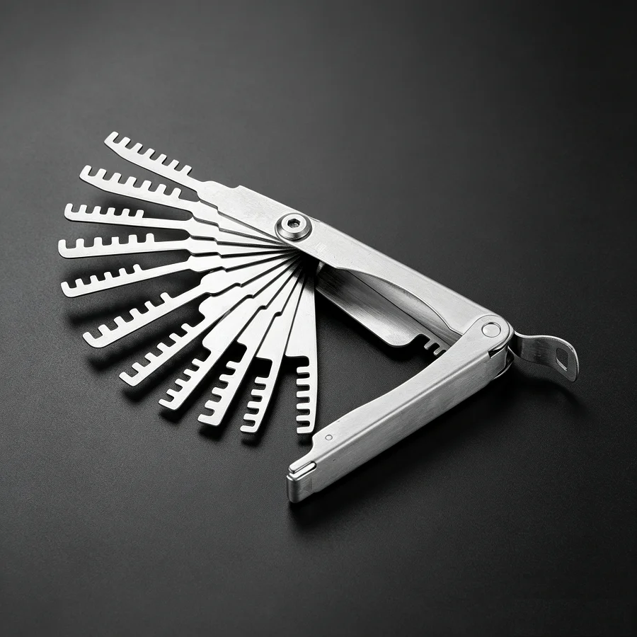 12pcs/1kit Folding Locksmith Repair Tool Various Tooth Comb Multi-Function Lock Maintenance Kit Universal Keys 8cm*1.2cm