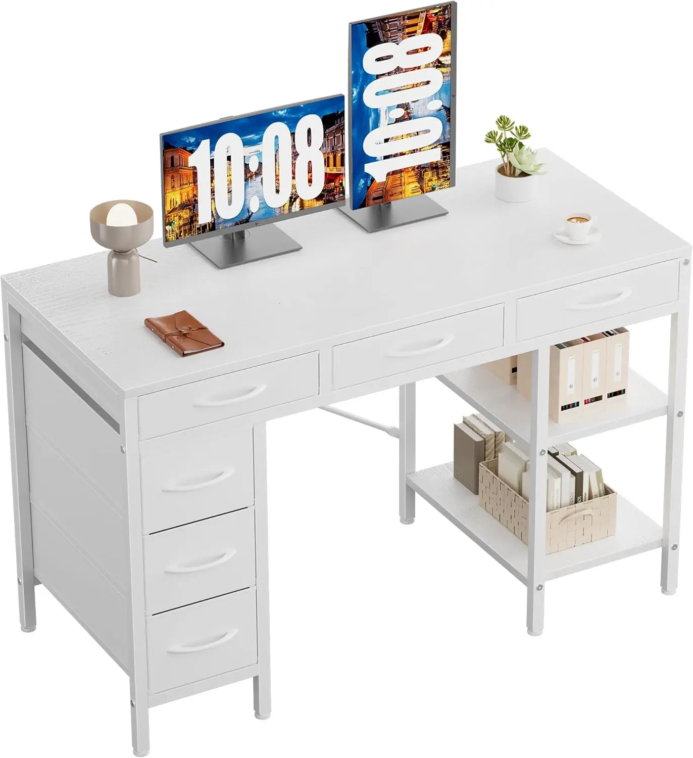 47-Zoll Computertisch mit 6 Schubladen und Ablagefächern, Home-Office-Gaming-Schreibtisch für Schlafzimmer und Wohnzimmer