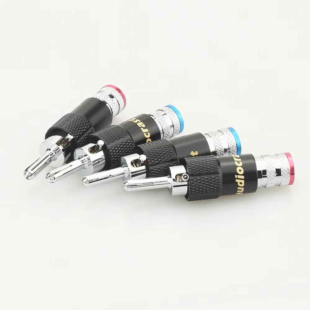 HIFI DIY Rhodium/Gold Plated Audio Banana Speaker Plug with Screw Locking 10mm Cable Wire Connector for Enhanced Sound Quality
