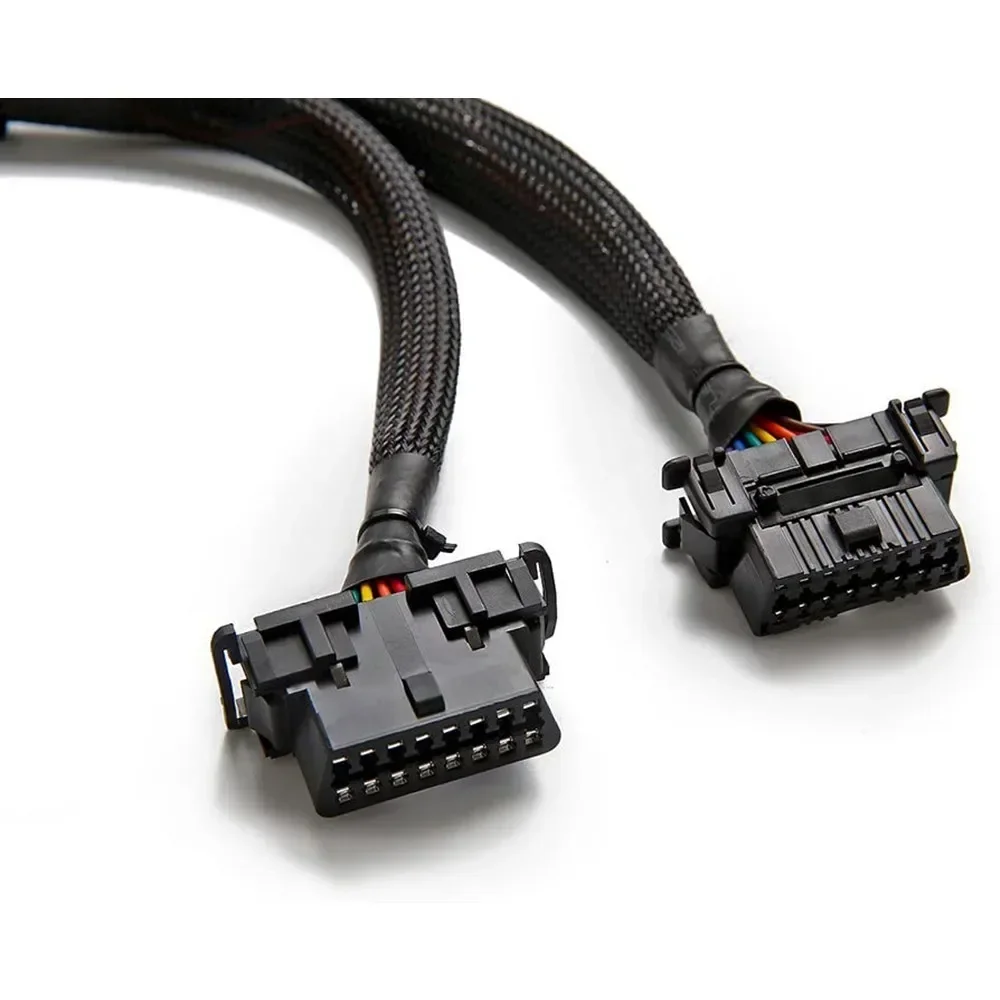 Obd2 الفاصل 16 دبوس obd II الفاصل تمديد 1x ذكر و 2X أنثى تمديد 30 سنتيمتر قارئات رمز السيارة obd كابل محول #4