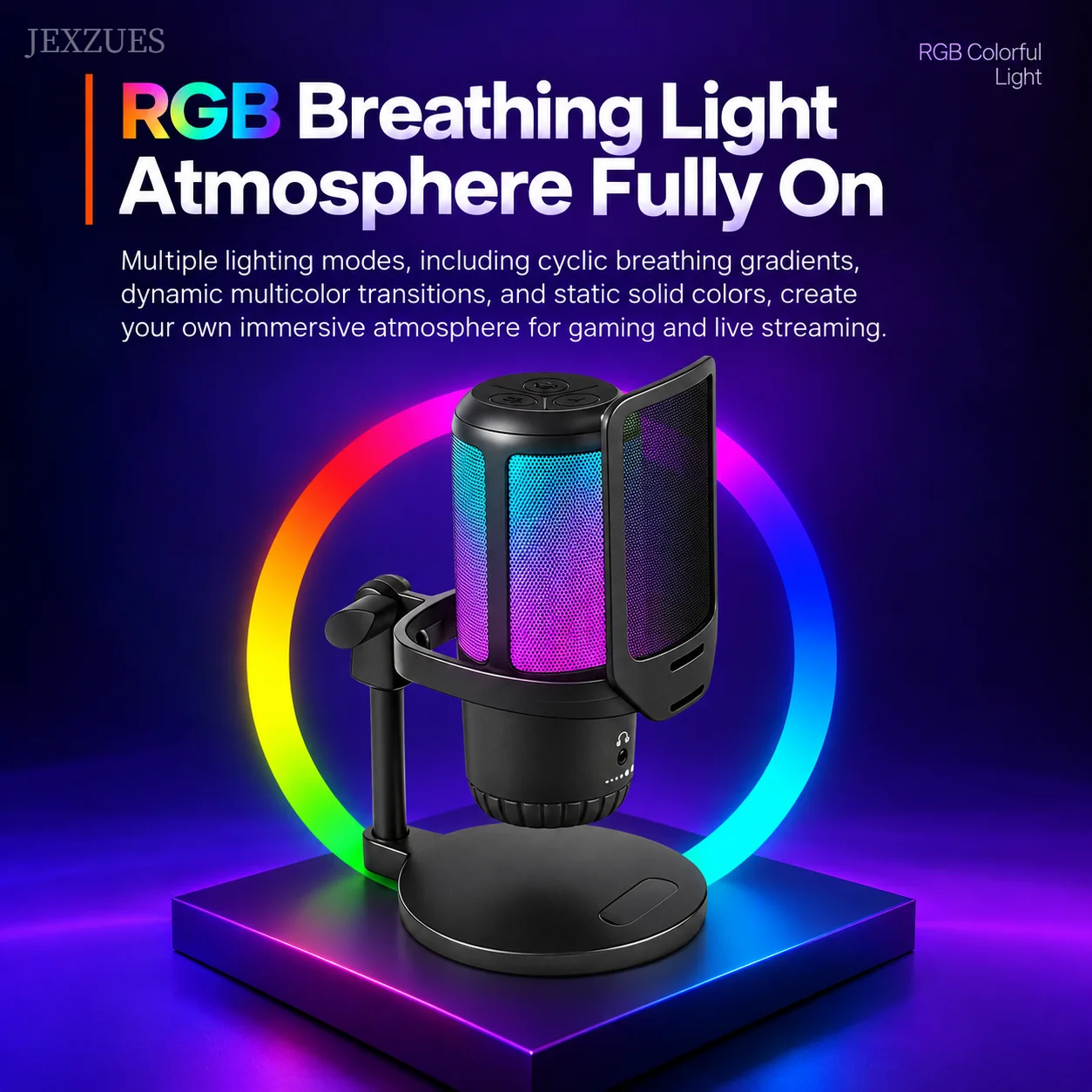 RGB USB Condenser Microphone,  - Recording Pop Filter ulasan dan harga