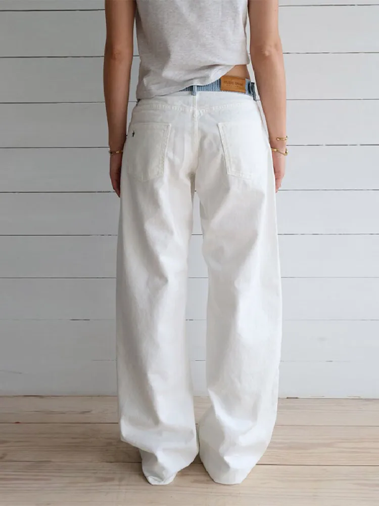 Women Casual Solid Color Wide Leg Pants Trendy Versatile High Waist Jeans New Lady Autumn Winter Commute High Street Clothes