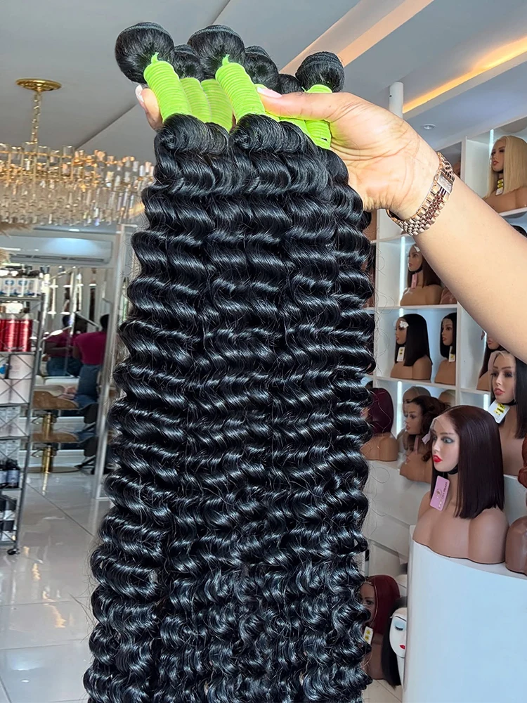 

Натуральные необработанные бразильские волосы Loose Deep Wave, 30-36 дюймов, 3-4 пучка, 100% человеческие волосы, для наращивания