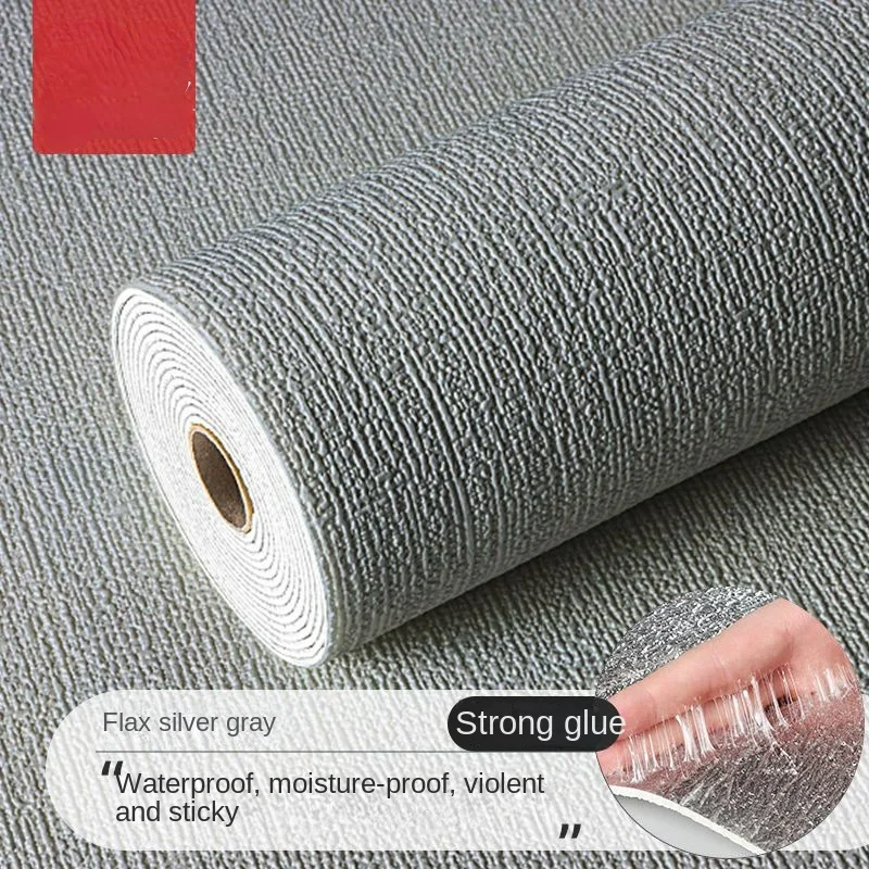 Nordic Wallpaper Self-adhesive 3D Three-dimensional Bedroom and Living Room Anti-background Wall Plain Wall Decoration Sticker