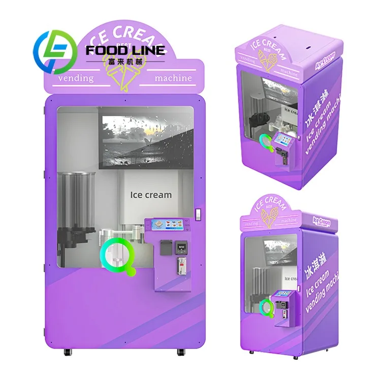Unmanned Robotic Ice Cream Vending Machine Automatic Cleaning System For Hygienic Soft Serve Ice Cream Production