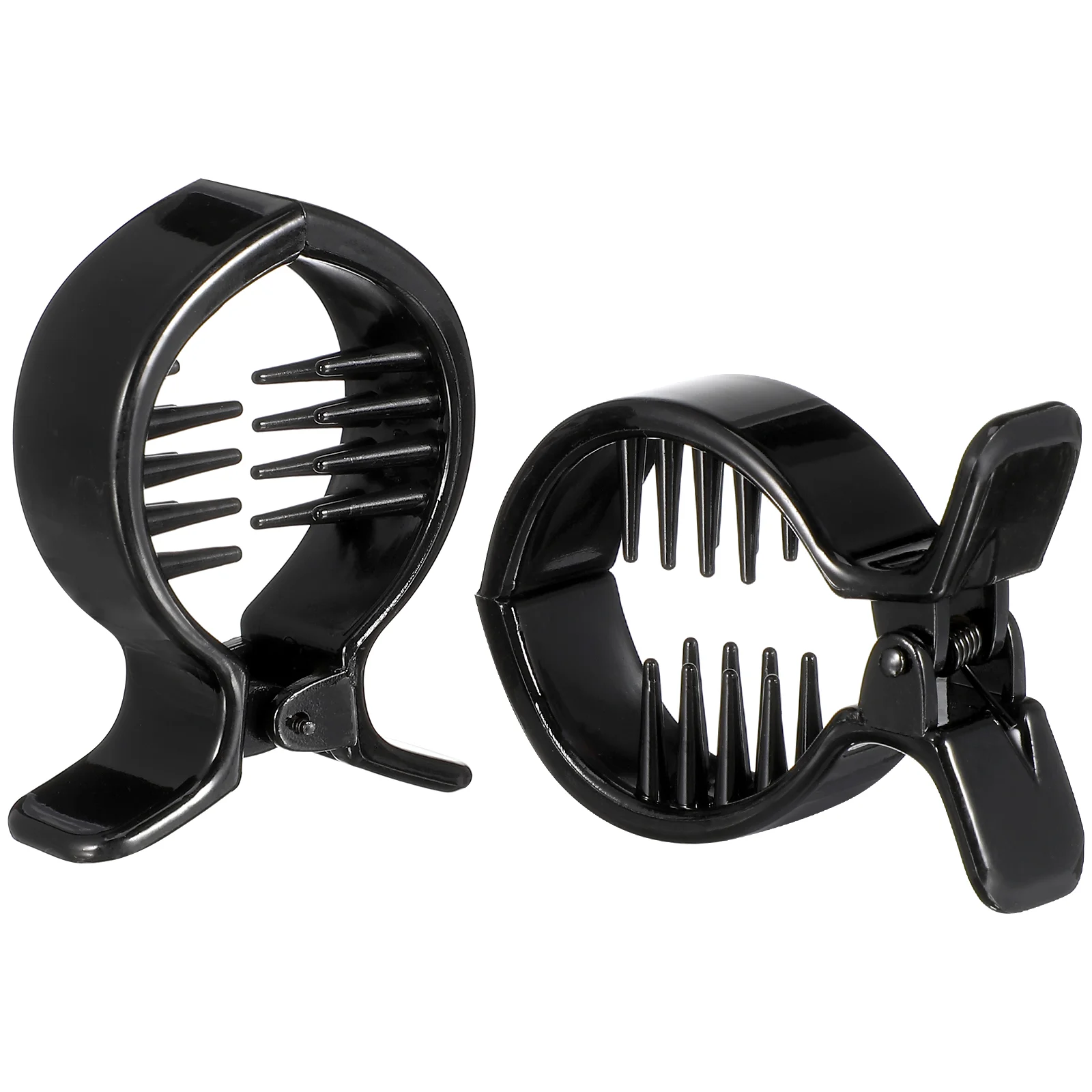 2pcs Round Inner Toothed Hair Clip Fish Tail Clip Ponytail Holder Strong Tension Hair Claw (Black) updo ponytail clip