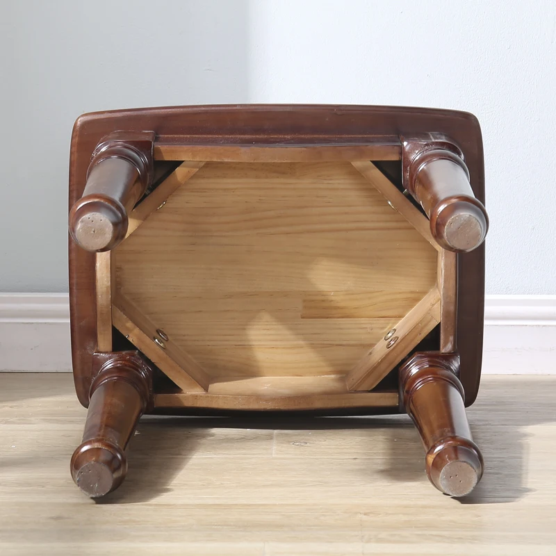 

American all-solid wood dressing stool European makeup stool log shoe changing piano manicure small