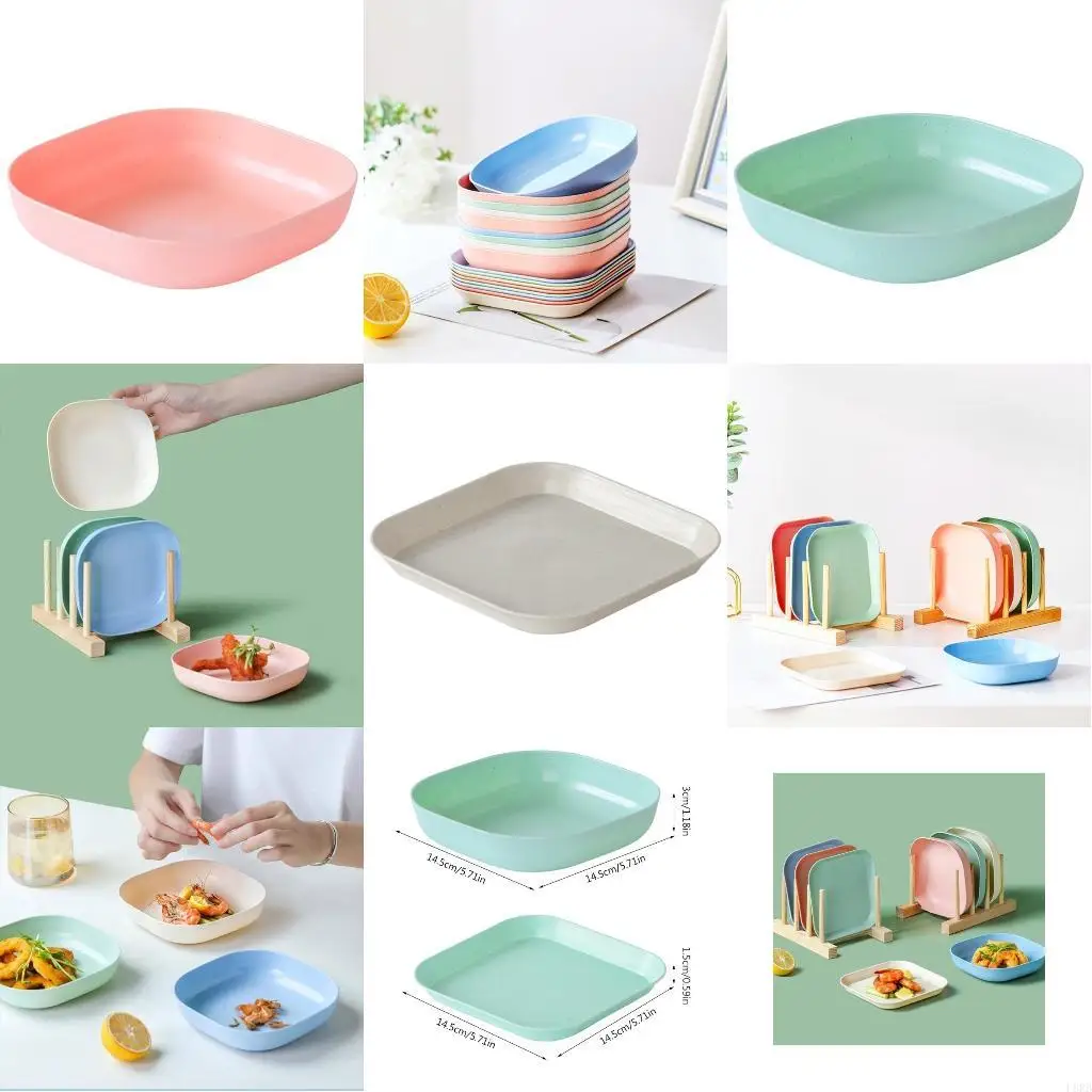 

Wheat Straw Plate Unbreakable Plastics Plate Light Weight Reusable Tableware L8RB