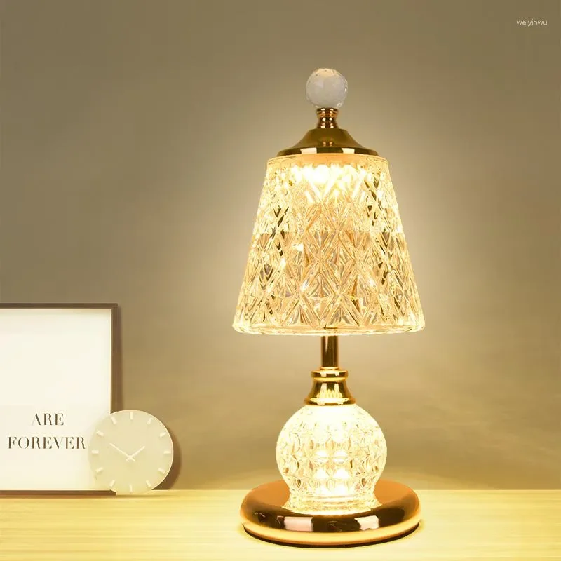 Table Lamps French Minimalist Crystal LED E27 Creative Glass Art Lampshade Study Home Decoration Warm Bedside Bedroom Desk Light