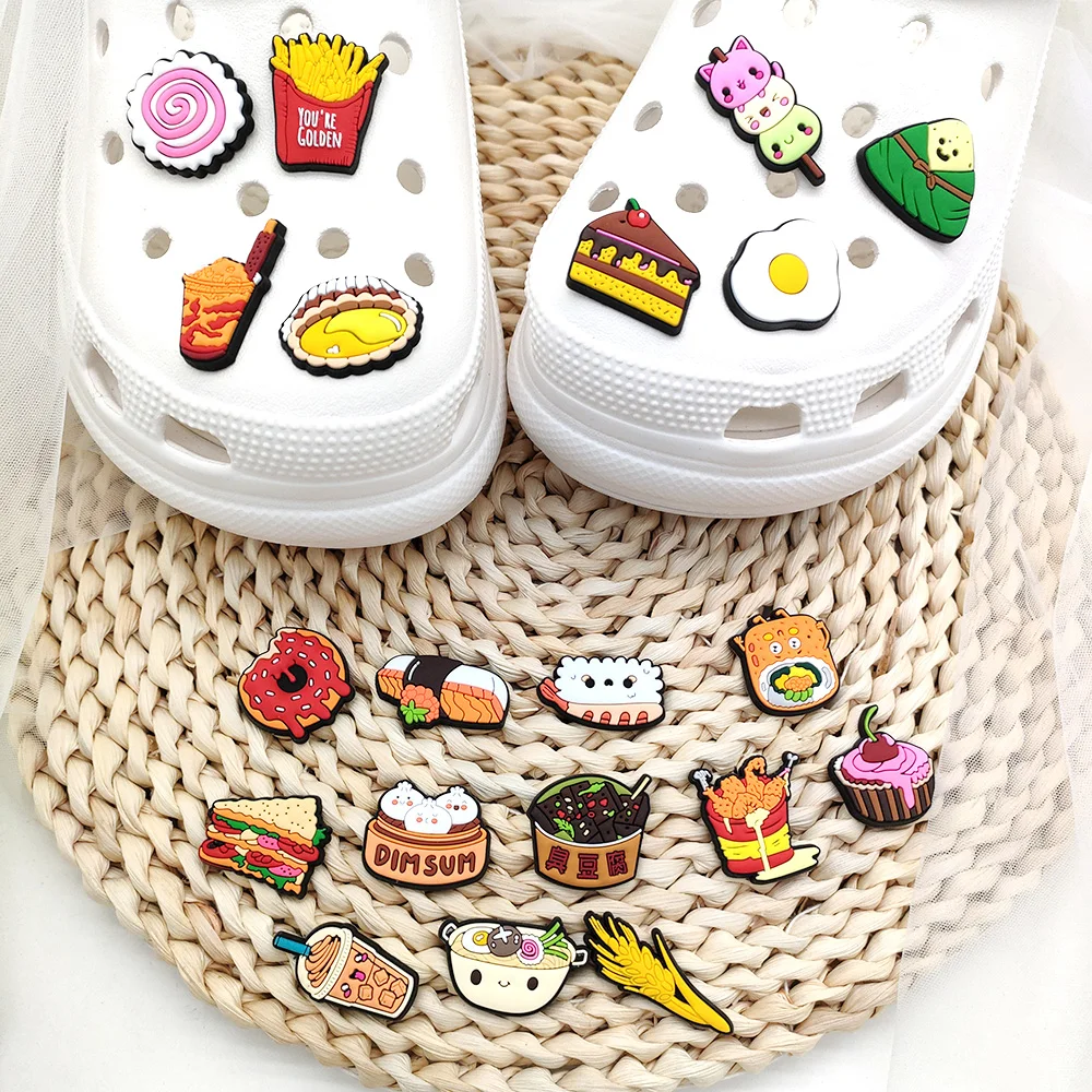 Hot 1-20pcs Lovely Food Drink Shoe Charms Cartoon PVC Clogs Shoe Aceessories Sandals Decorate Kids Girls Gifts