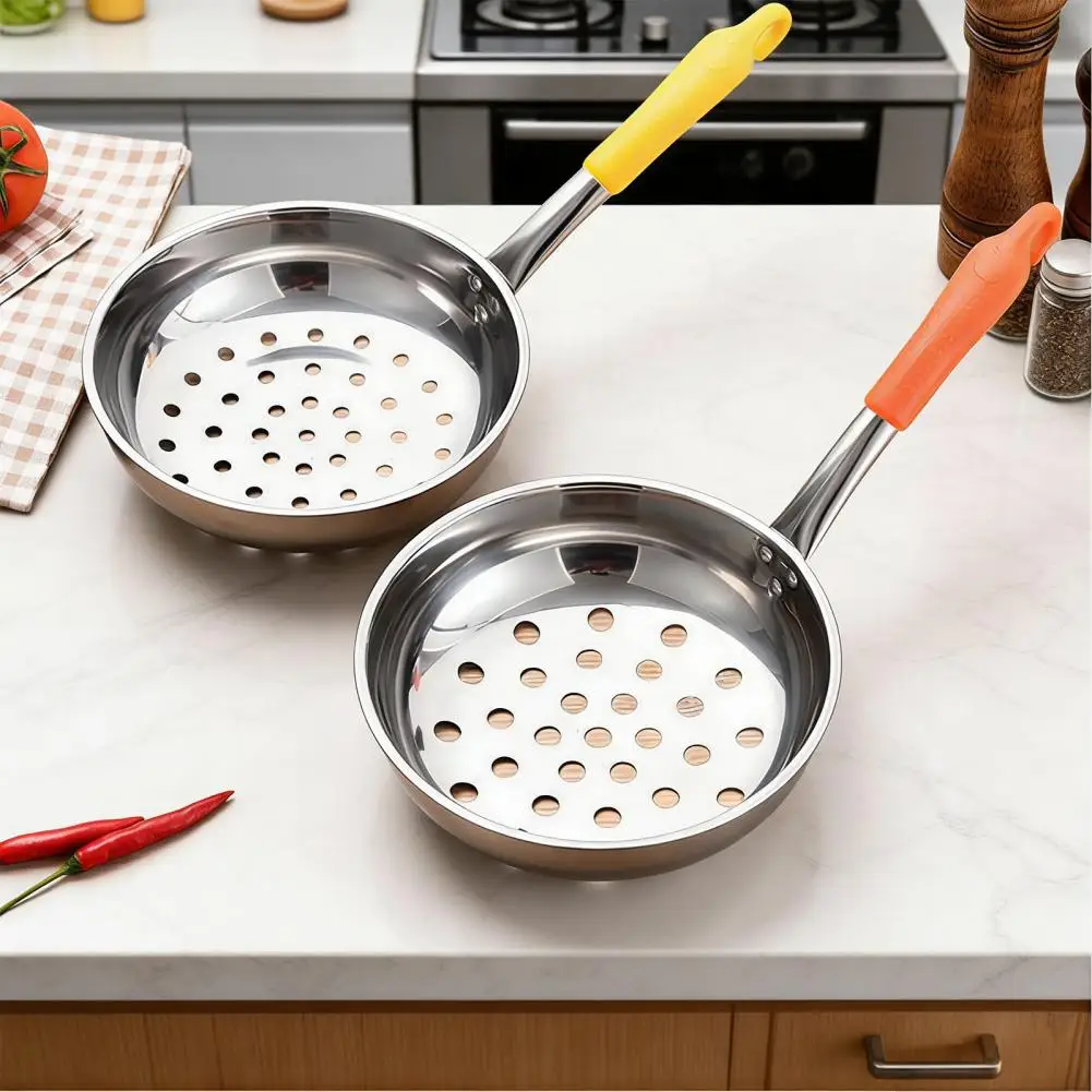 Multi-functional Kitchen Tool Stainless Steel Hole Colander with Long Handle Multi-purpose Pasta Strainer for Vegetables