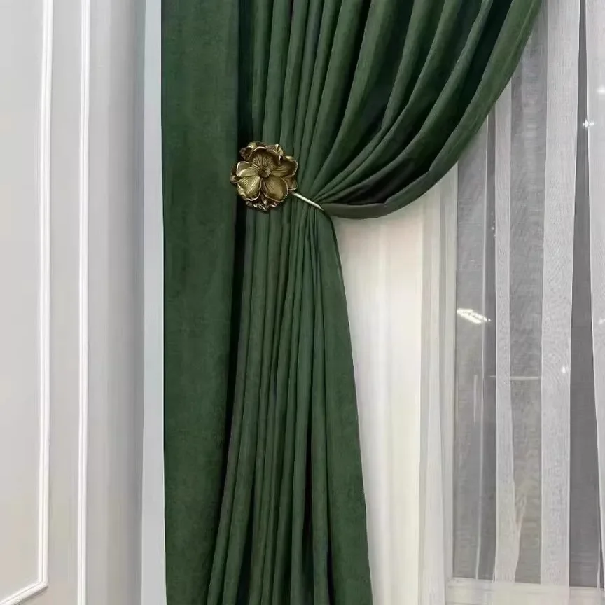 New Creative Sunflower Curtains with Ball Hanging and Straightening Free U-shaped Hook, Living Room Curtains with Fabric Wall Ho