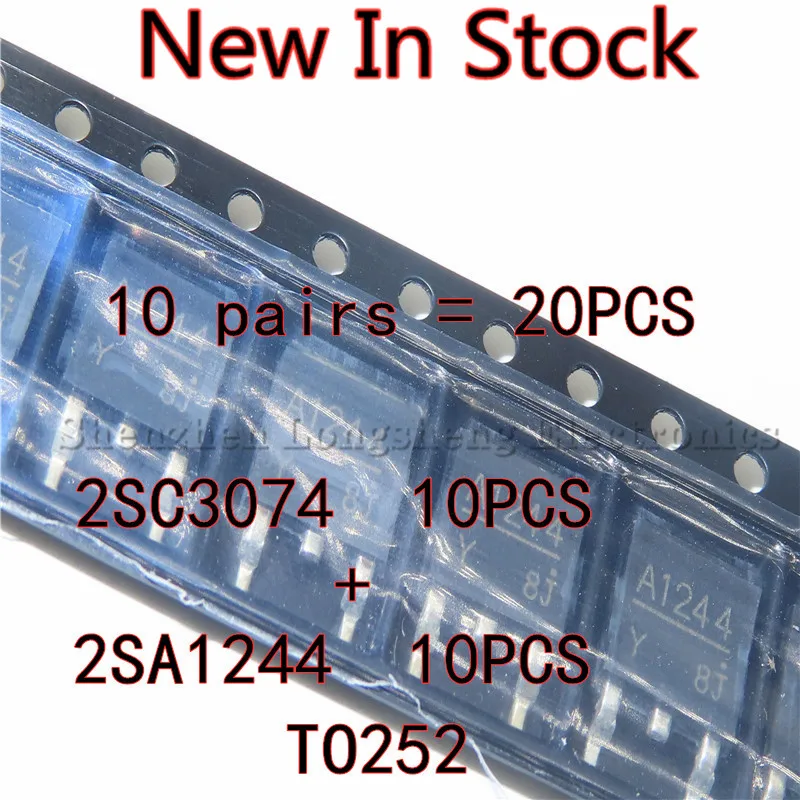 20PCS/LOT 2SC3074 C3074 2SA1244 A1244 TO-252 SMD PNP 60V 5A Mating Tube New In Stock