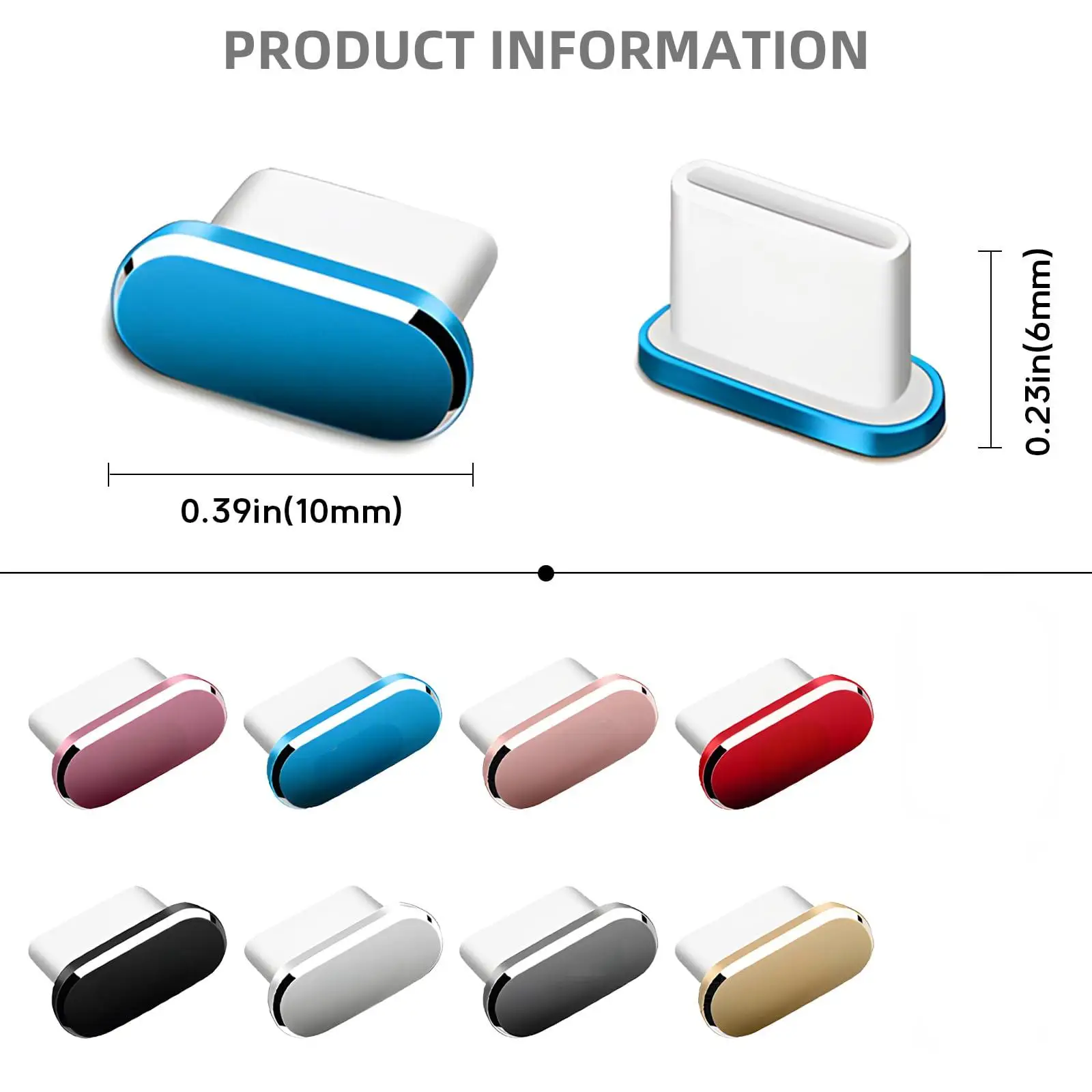 2pcs Metal Type-C Dust Plug , Type C Charging Port Plug Protector Caps  for Samsung Huawei Xiaomi Phone Dustplug Caps image 2