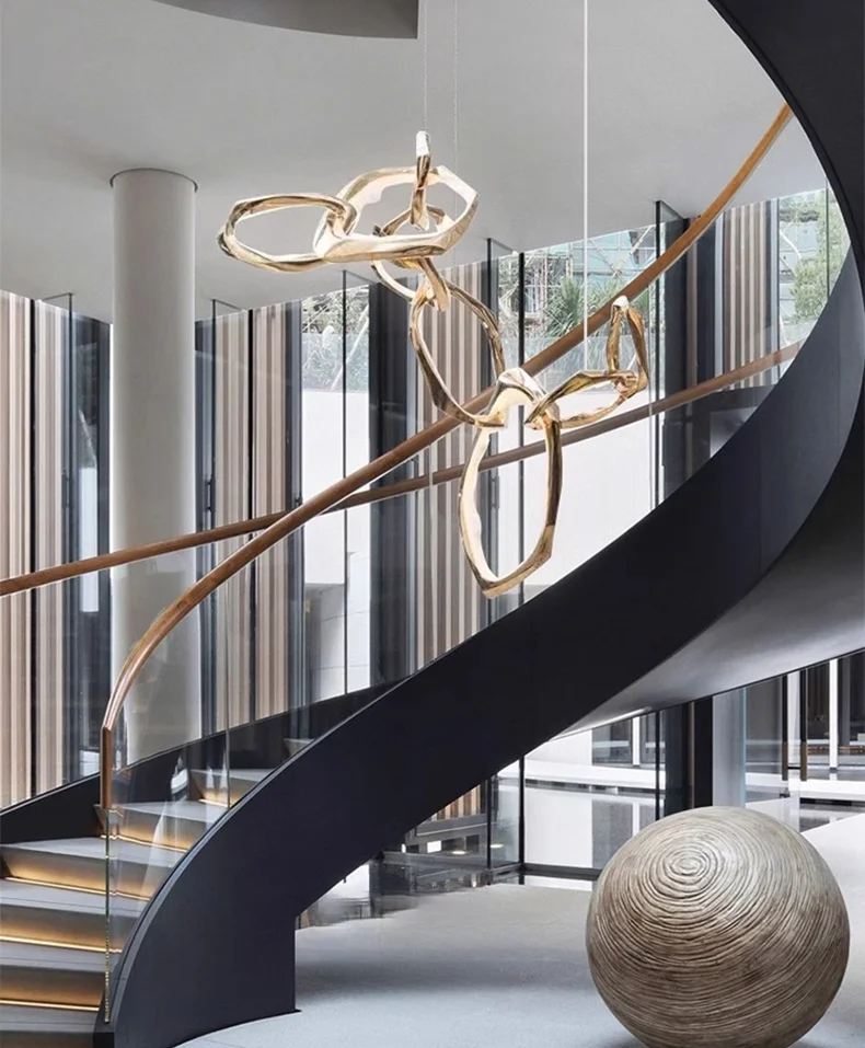 AiPaiTe Nordic Luxury Chandelier Dimmable Artistic lines Ceiling Light Luster gold Hardwarefor Hotel Villa 2025 Customizable