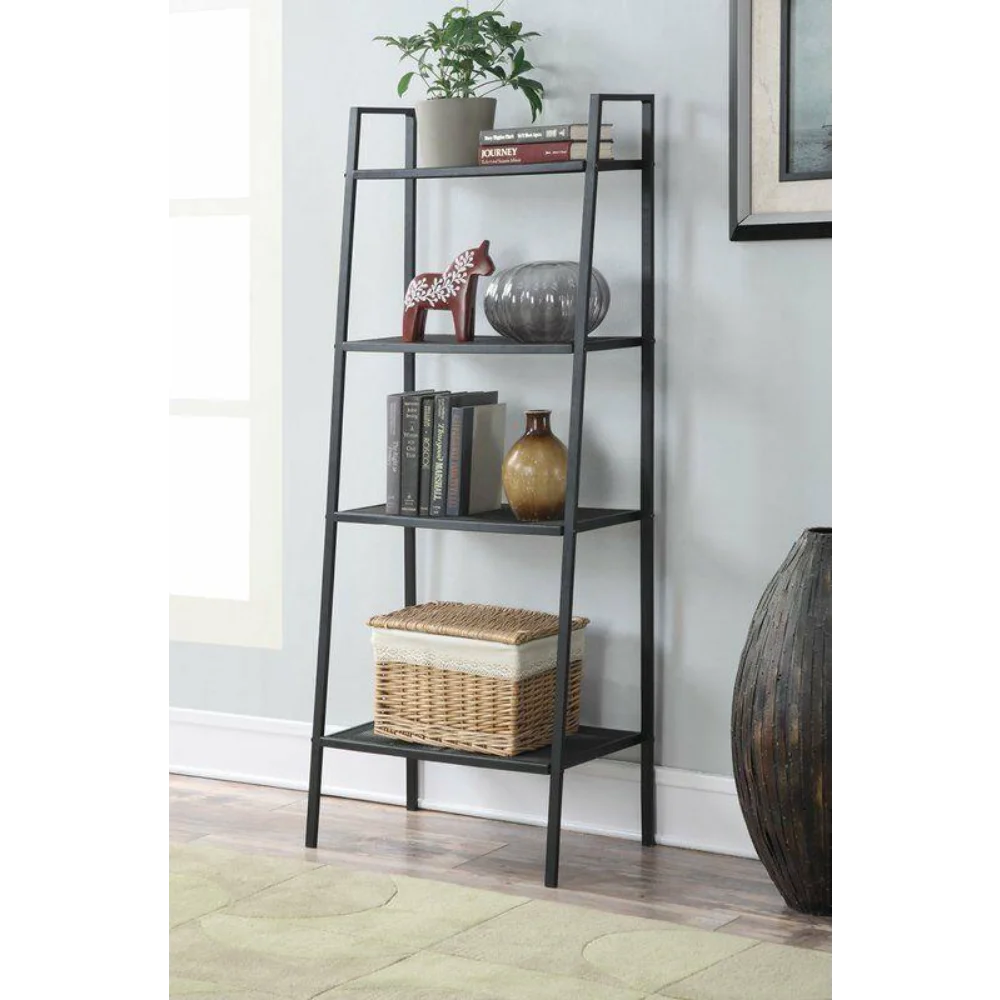 

4Tier Heavy Duty Metal Leaning Ladder Shelf Bookcase Bookshelf Storage Shelves