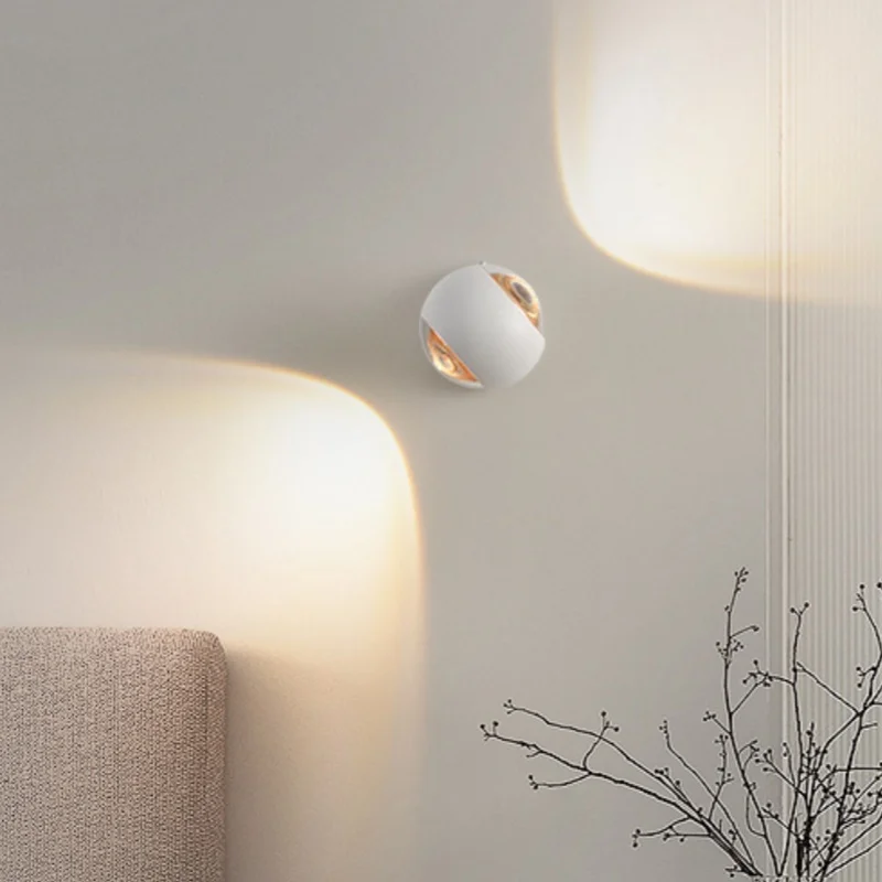 Sphere LED Wall Sconce Black White Up Down Lighting Fixture For Bedroom Bedside Hallway Living Room Indoor Home Decor