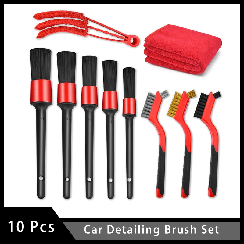 

Набор Щеток Для детейлинга автомобиля, щетки из проволоки для детейлинга, для влажной и сухой уборки, 10 шт.