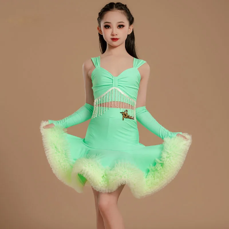 Sukienka do tańca latynoamerykańskiego Dance Tianjiao, nowa kolekcja wiosna-jesień, damski top z koronką i półspódnicą.