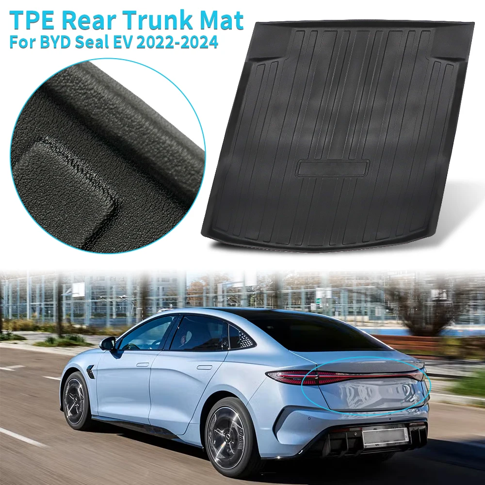 Car Rear Trunk Cargo Mat For BYD Seal Atto 4 EV 2022-2024 Tailored Boot Liner Tray Sheet Carpet Mud Protector Waterproof