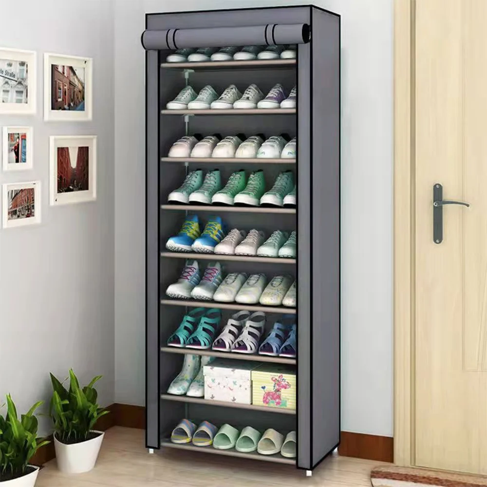 

10 Layers Shoes Organizer Space Saving Sneaker Rack Large Capacity Dustproof Boots Shoes Storage Cabinets Entrance Organizer