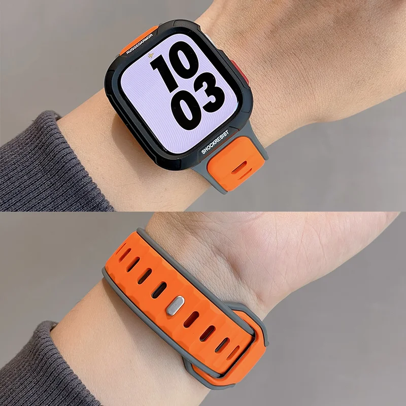 حزام من السيليكون لسلسلة ساعات أبل الترا 2 49 مللي متر 46 مللي متر 42 مللي متر 44 مللي متر 40 مللي متر 45 مللي متر 41 مللي متر 45 44 مللي متر حزام رياضي iwatch 10 9 8 7 6 SE 5 4 3