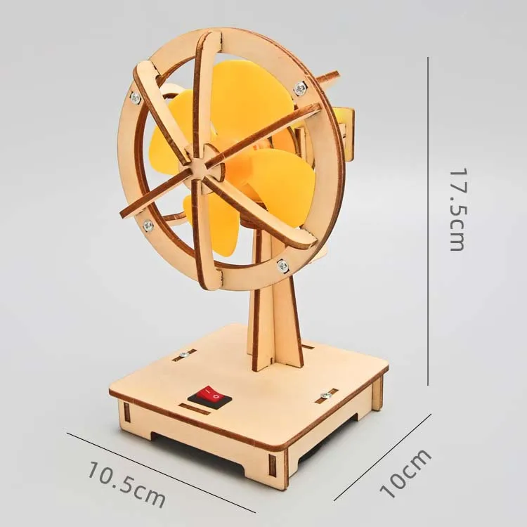 DIY Wooden Electric Swing Fan Kit, Horizontal Auto Oscillating Fan Model, Handmade Assembly Science Experiment STEM Toy