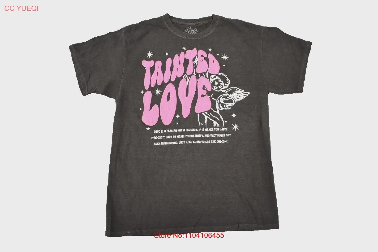 Trust The Universe Mens Tainted Love Puff Print Black Wash Shirt New S, M, L