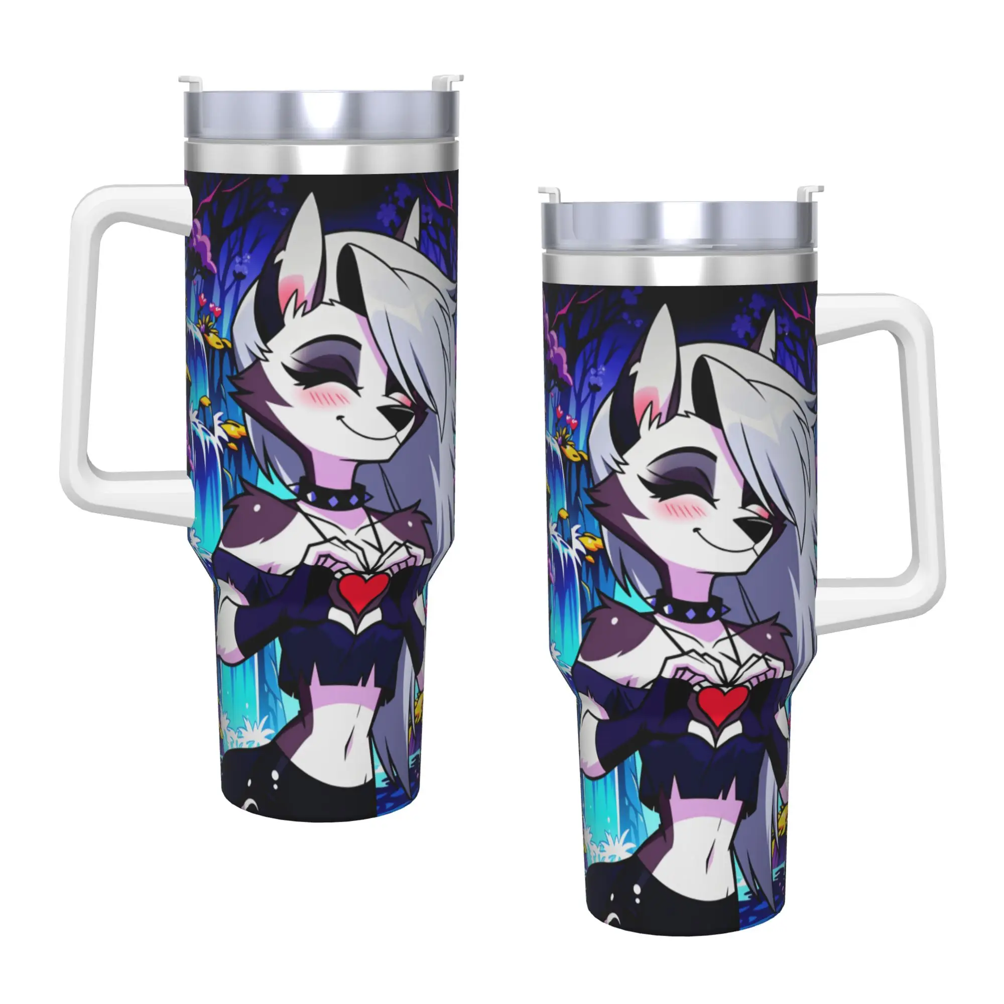 

Stainless Steel Tumbler Sexy Loona Anime Car Mugs With Straws Helluva Boss Travel Cold Drink Water Bottle Heat Large Coffee Mug