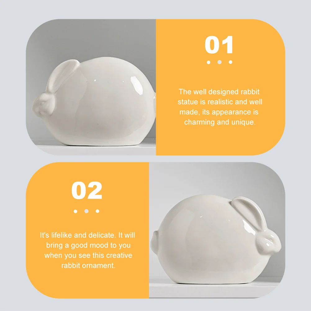 

Small Ceramic Rabbit Craft - Lovely Desktop Bunny Adornment for Indoor Outdoor Use, Perfect Tabletop Fireplace Lawn Decor Item