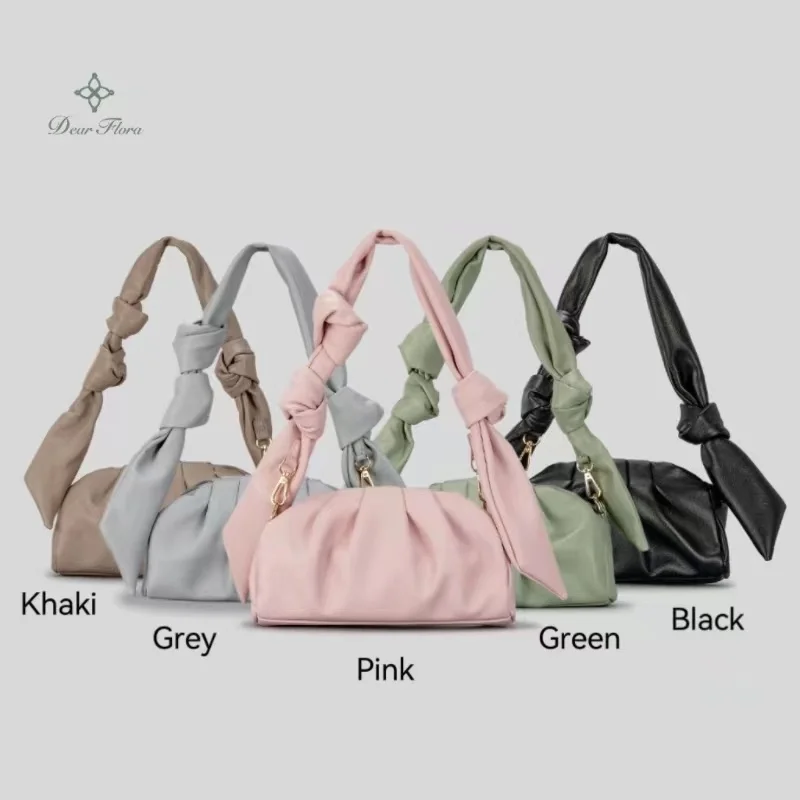 Tas wanita baru mewah lembut lipit awan tas ketiak warna Solid serbaguna tas tangan Hobo Fashion portabel tas selempang bahu