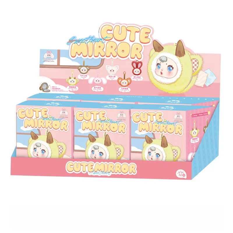 

Мм ириска в форме сердца, слепая коробка, мультяшное зеркало Mengmeng, плюшевая слепая коробка, маленькое и удобное двустороннее складное зеркало, подарок