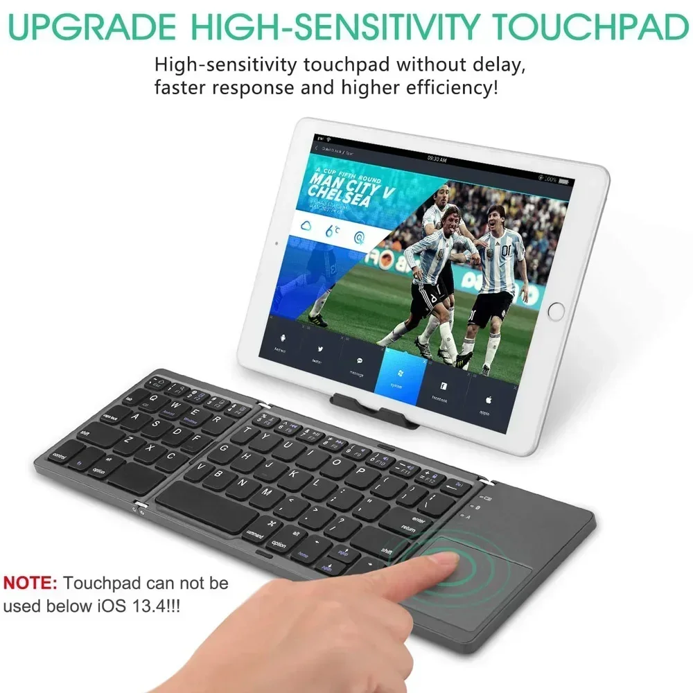 Mini clavier Bluetooth sans fil pliable, clavier TouchSub, Android, Windows, tablette, ordinateur portable, portable, 3