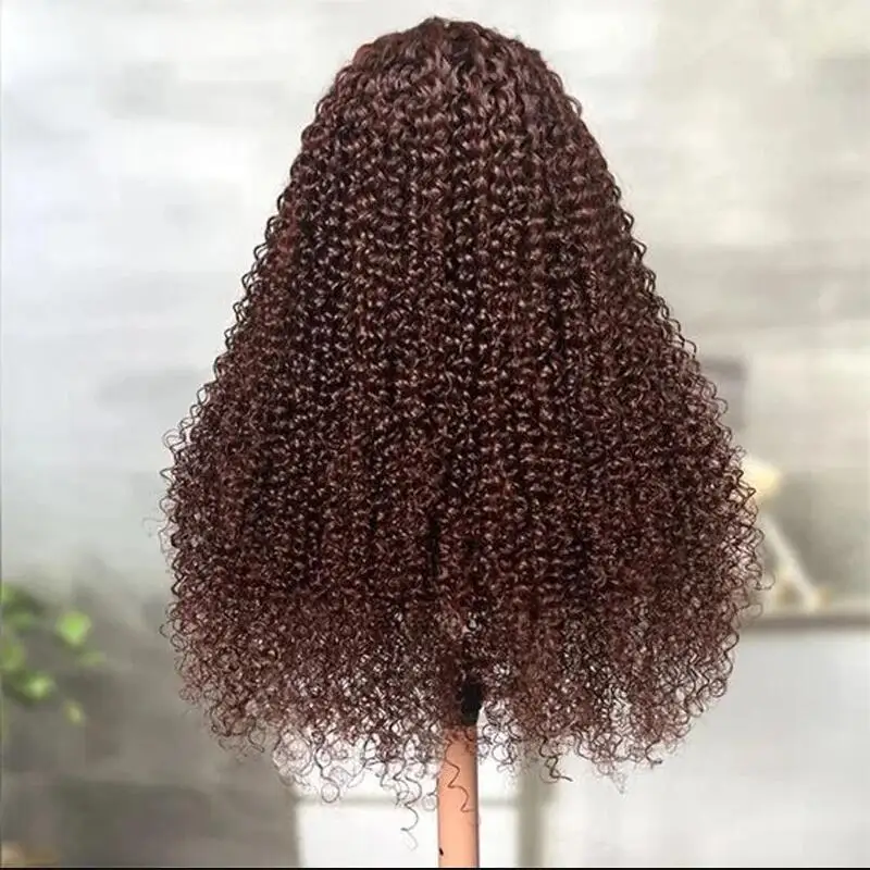 Peruca dianteira longa e encaracolada para mulheres, marrom natural, pré-arrancada, resistente ao calor, cabelo de bebê, sem cola, perucas diárias, 26in, 180 Densidade