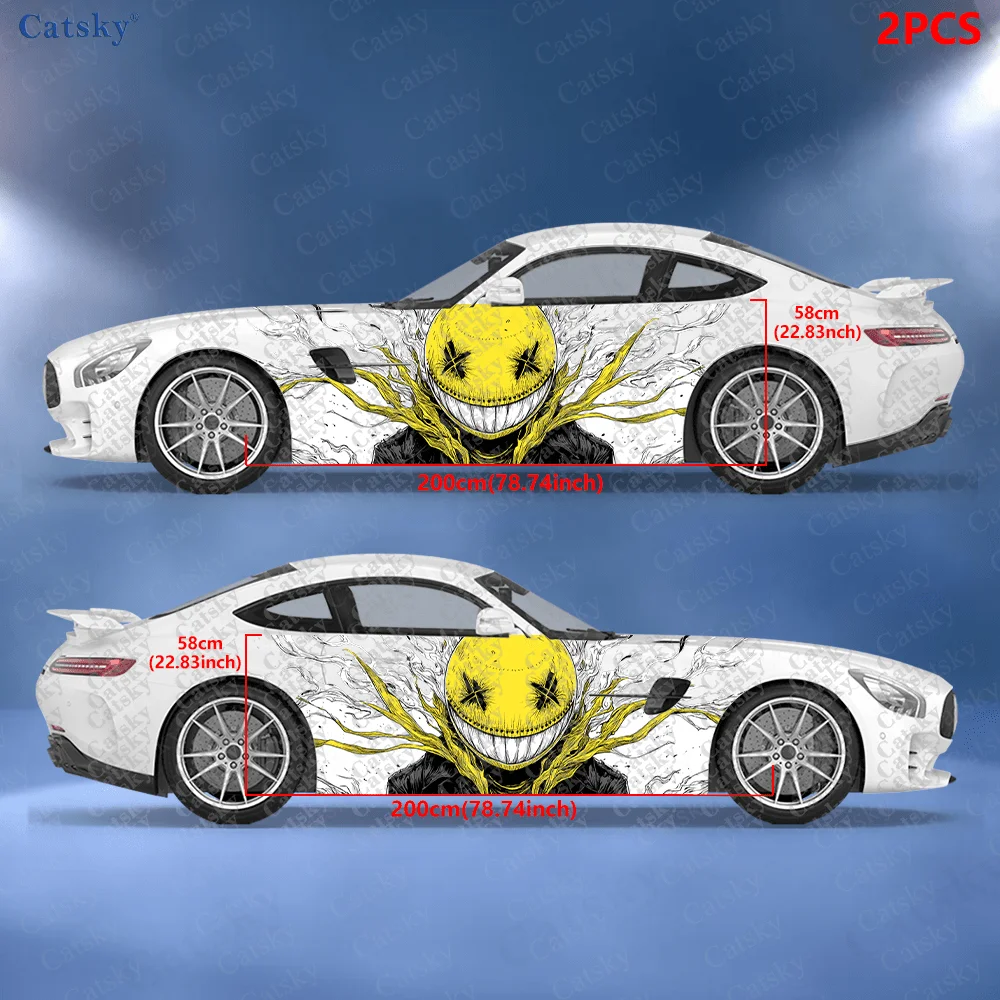 2pcs Horror expression sticker for car and truck, durable, fade resistant, easy to install and remove - enhance the beauty of yo