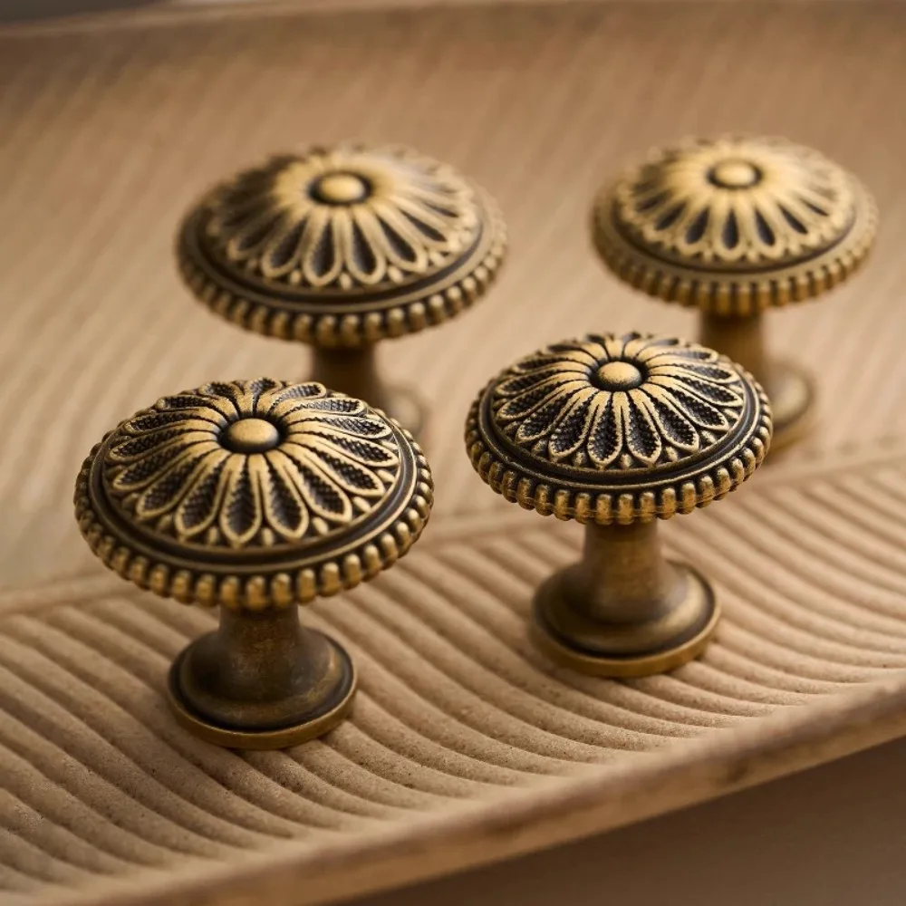 الفرنسية خمر ثقب واحد النحاس مقبض باب الخزانة اللون البرونزي درج سحب لتحسين المنزل #6