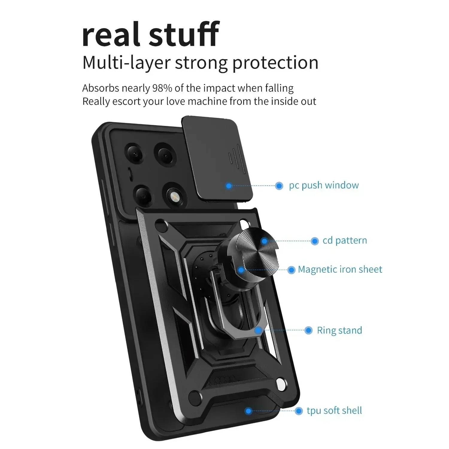 Caso magnético à prova de choque para Redmi Note, Camera Lens Ring, Protect Cover, Proteção, 4G, 5G, 13, 4G, 5G, Pro Plus, Slide