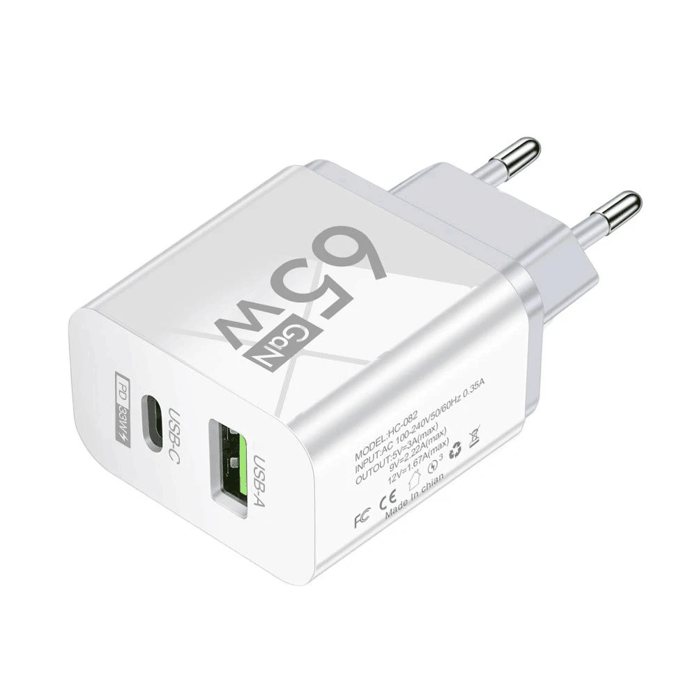USB C Charger 65W GaN Type C Fast Charging Phone Charger Adapter For iPhone Samsung Xiaomi Quick Charge EU/US Plug Wall Charger