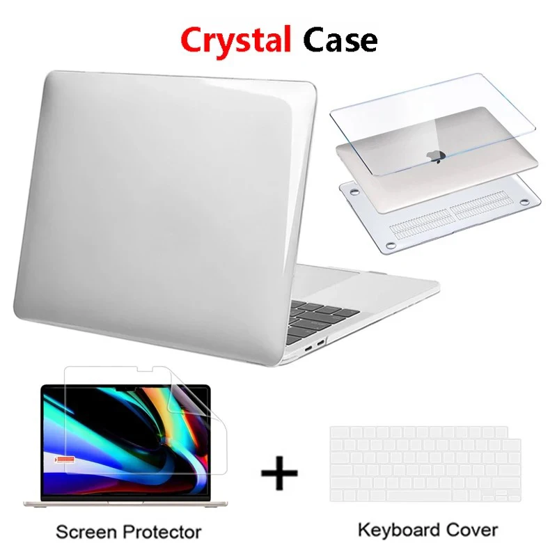 Crystal Laptop Case For Apple 2023 Macbook Air 15 M2 Chip A2941 Air Pro Retina 11 12 13 15 16 inch Laptop Case 2022 Touch Bar ID