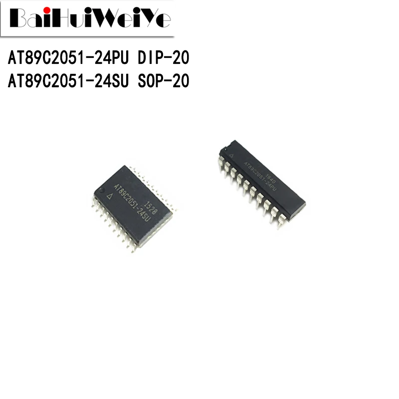 5PCS AT89C2051-24 AT89C2051-24PU AT89C2051-24SU AT89C2051 DIP-20 SOP-20 New Good Quality Singlechip Chip