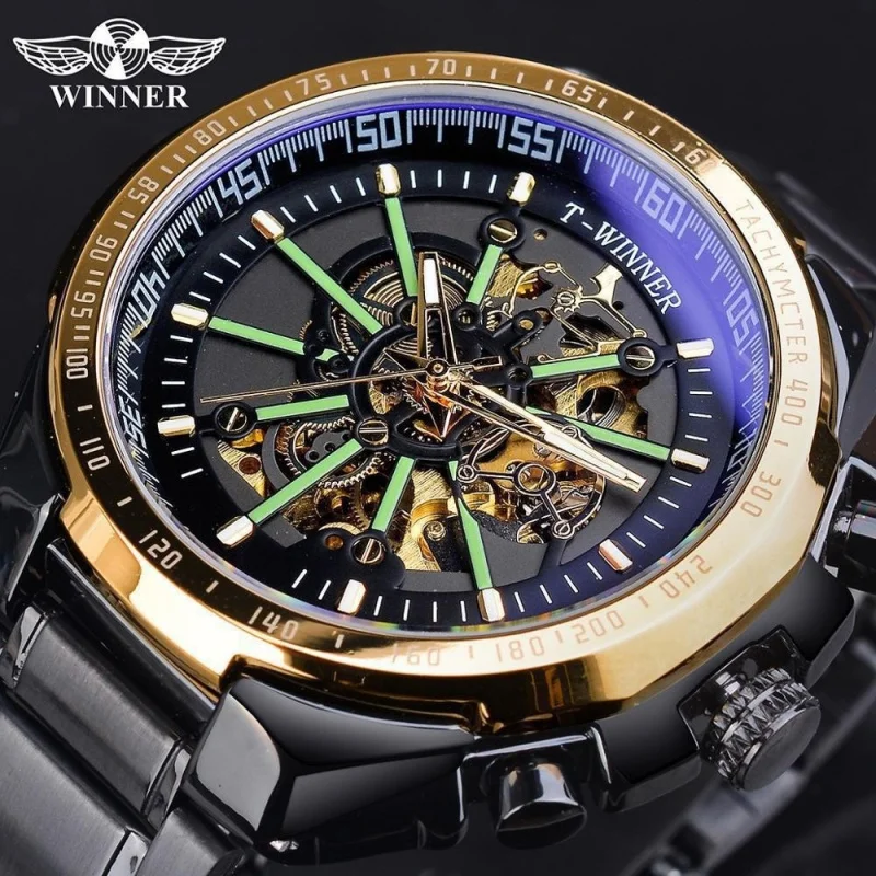 Official brand free shippingNew European and American Men's Fashion Hollowed-out Cool Waterproof Automatic Mechanical