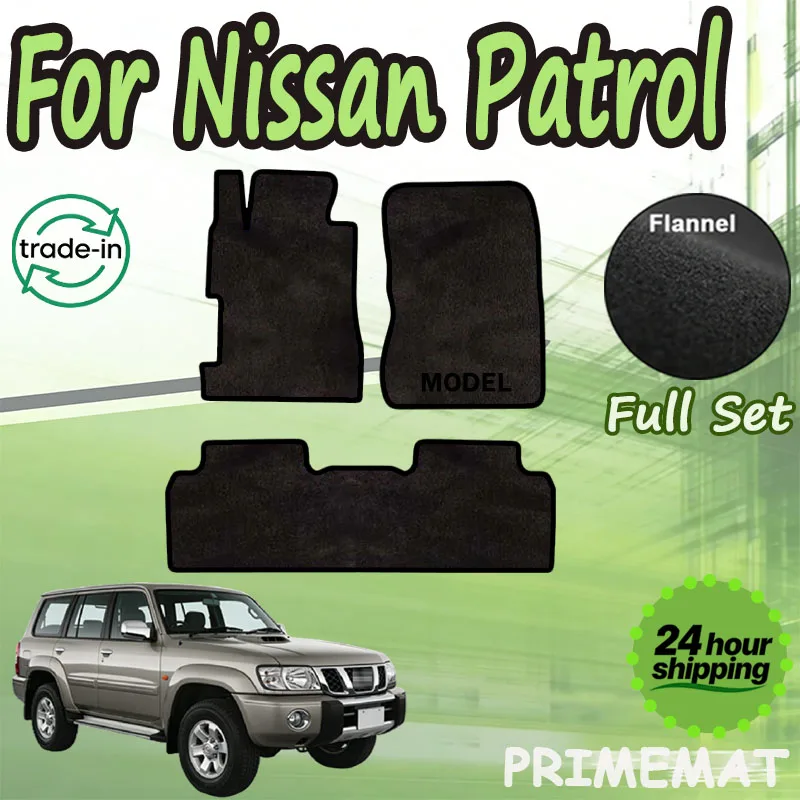 

Фланелевые автомобильные коврики PRIMEMAT для Nissan Patrol Y61 Safari 1998~2014 LWB, панельные коврики-накладки, покрытие для пола