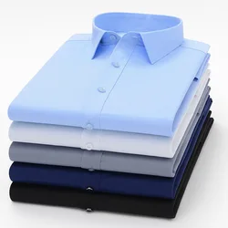 New Bamboo Fiber Anti-Wrinkle Mens Shirts Long Sleeve Dress Shirt For Slim Fit Camisa Social Business Blouse Formal Shirt S-6XL