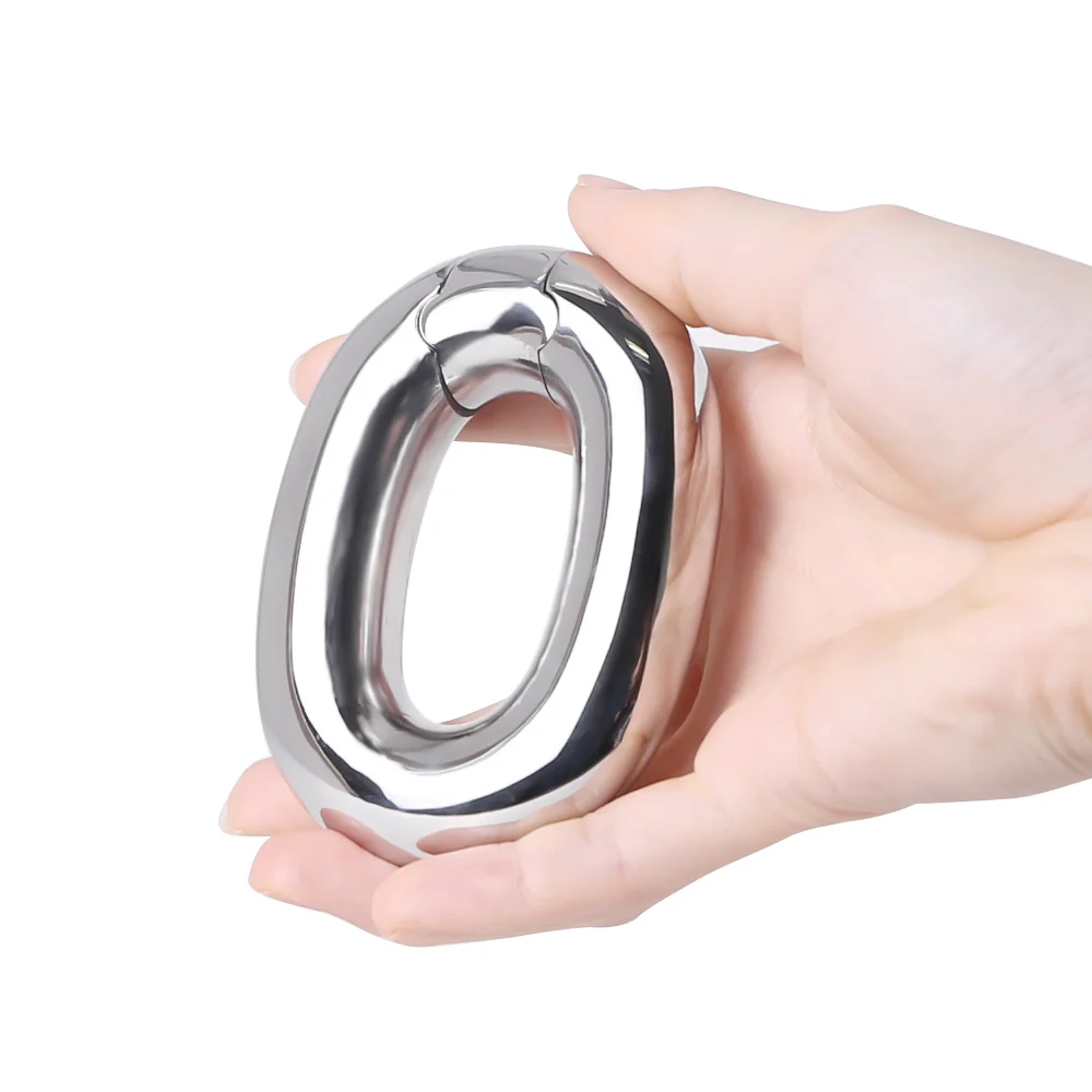 Stainless Steel Stretcher Penis Lock Cock Ring Metal Weight Ball Stretcher For Men Weight training Ejaculation Penis Sex Toys.