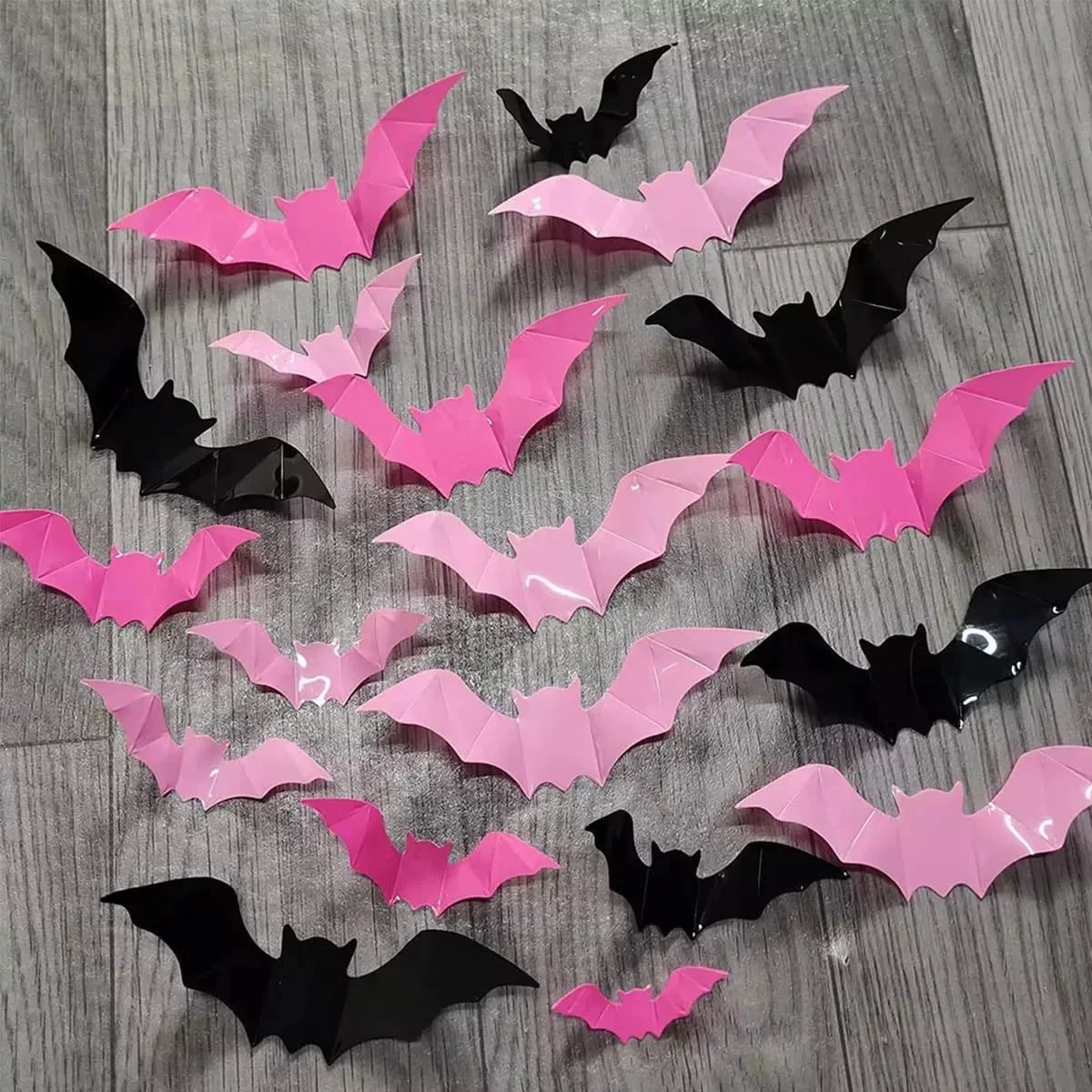 

48/24pcs Pink 3D Bat Wall Stickers Halloween Window Decals Kids Party Favors Home Room Decor Indoor Outdoor