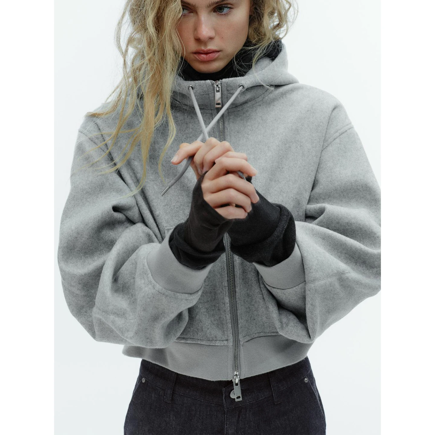 Winter Nieuwe Dames Opstaande Kraag Lange Sve Dubbele Rits Puffy Sve ed Jaet Bovenkleding Polyestervezel ort Sle