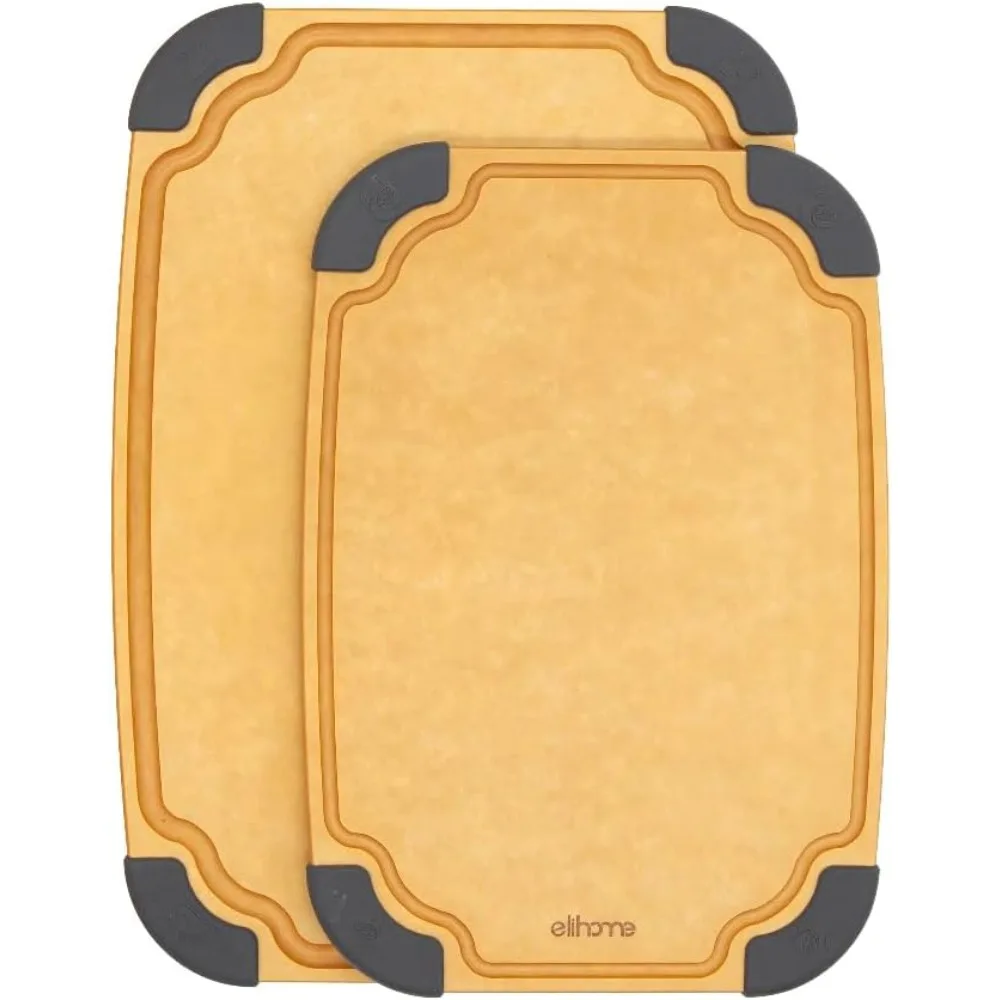 

Essential Series 2-in1 Wood Cutting Board Set for Kitchen, Wooden Board for Chopping Vegetables, Bread, Cheese, Meat, Salad, Br